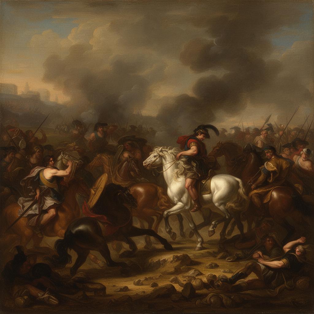 A Baroque battle scene packaged for transport after auction